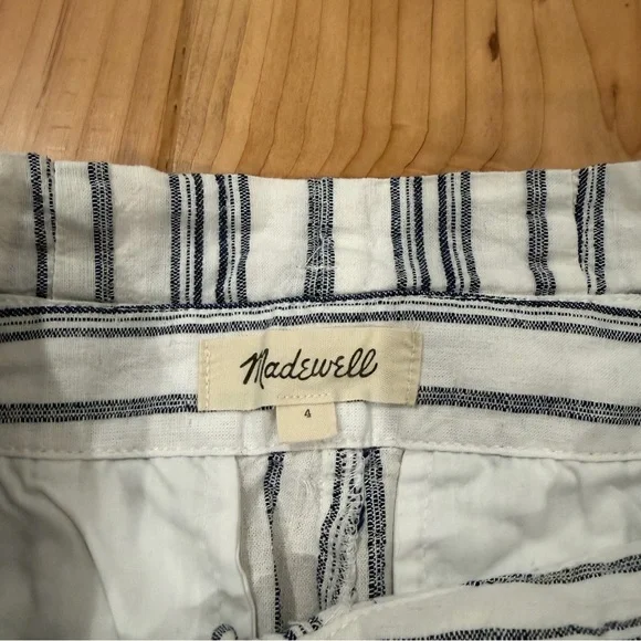 Madewell Striped High-Waisted Pants with Tie Belt - Picture 4 of 7